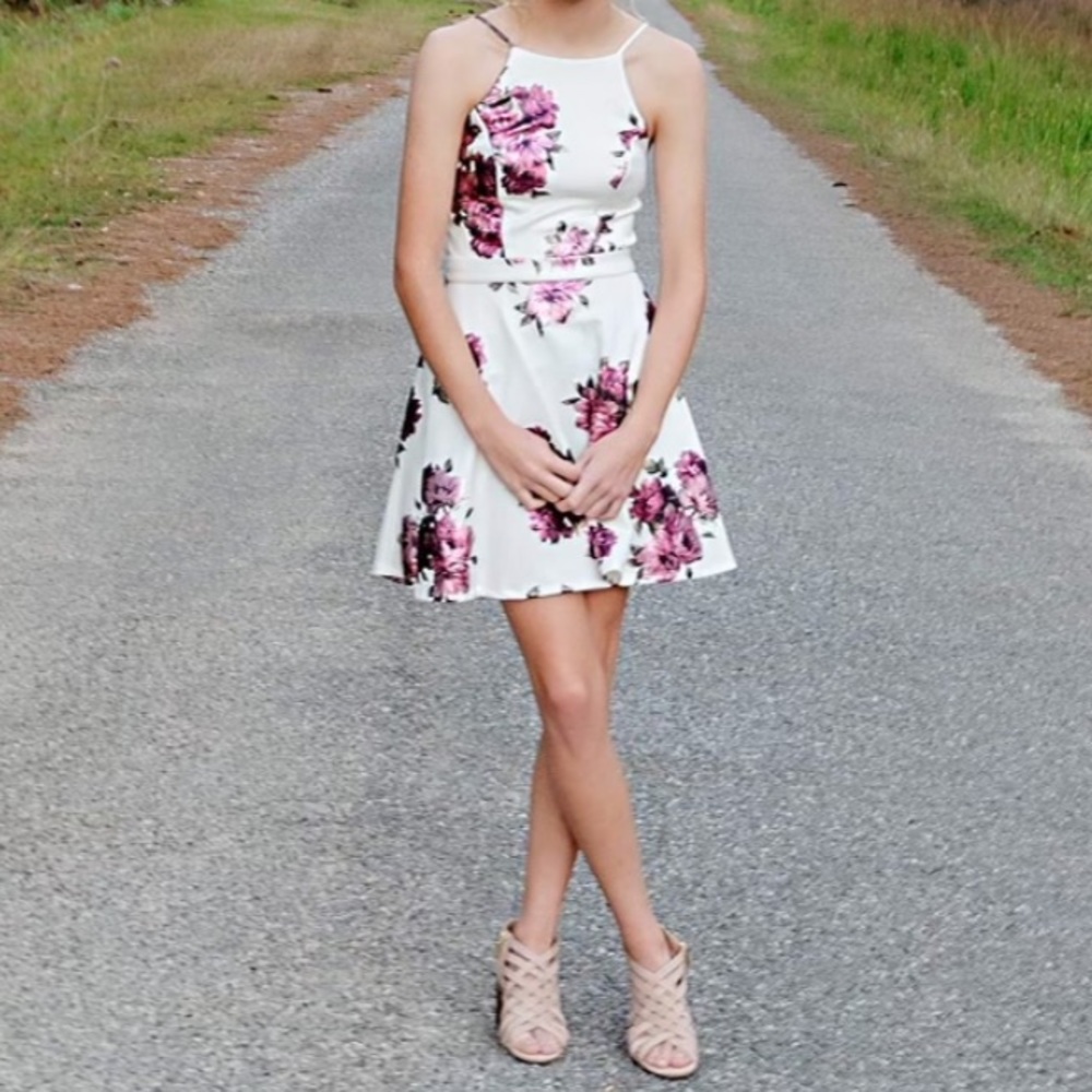 White floral dress wore once